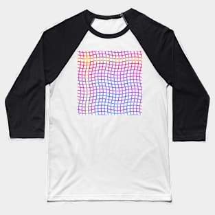 Wavy Plaid Rainbow on White Repeat 5748 Baseball T-Shirt